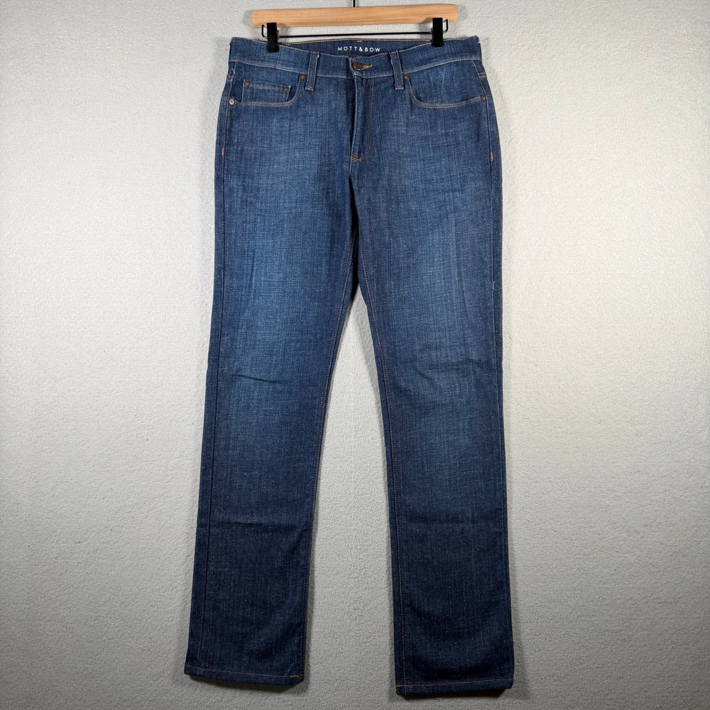 Mott & Bow Bleecker Slim Fit Jeans Mens 31x32 Dark Indigo Blue SLIM-BLEE-2 MO